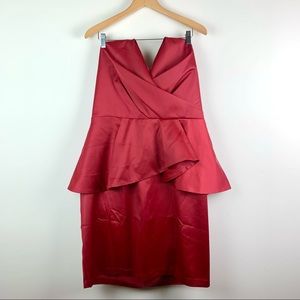 Eloquii Strapless Pointed Sweetheart Neckline Peplum Style Prom Wedding Dress